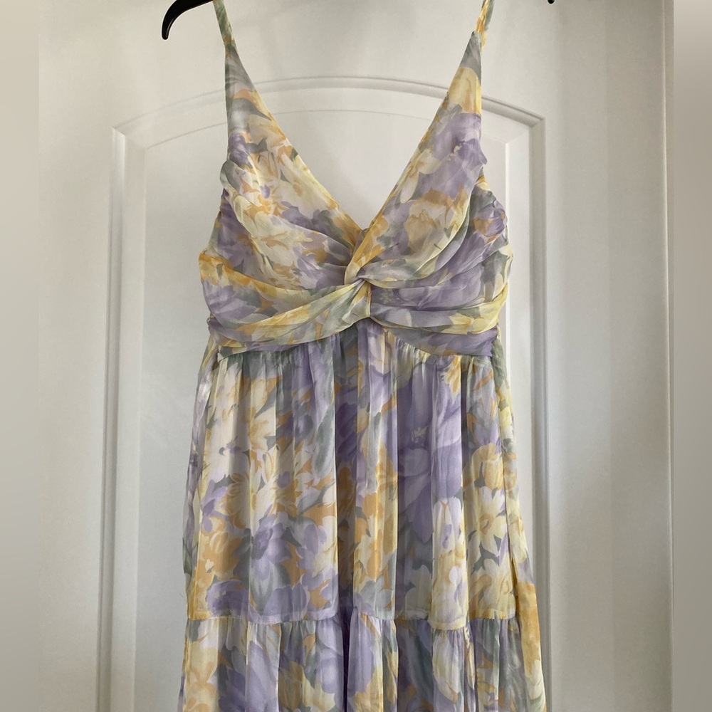 Astr Floral Tiered Maxi Dress in Lavender & Yellow - Picture 5 of 10